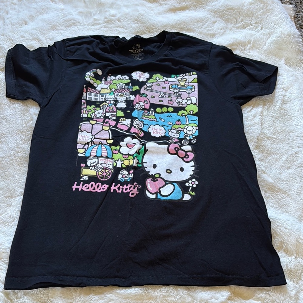Hello Kitty Black Short Sleeve Tee with Kawaii Graphics